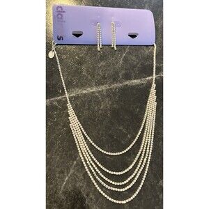Claire's Sparkling Rhinestone Necklace And Earrings Approximately 20" 5 Strands